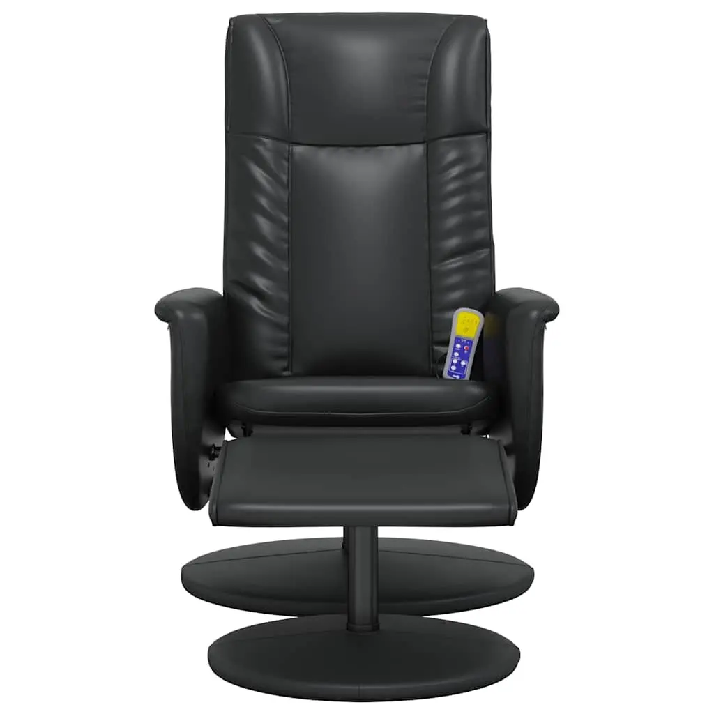 Black Massage Recliner Chair with Footstool and Swivel