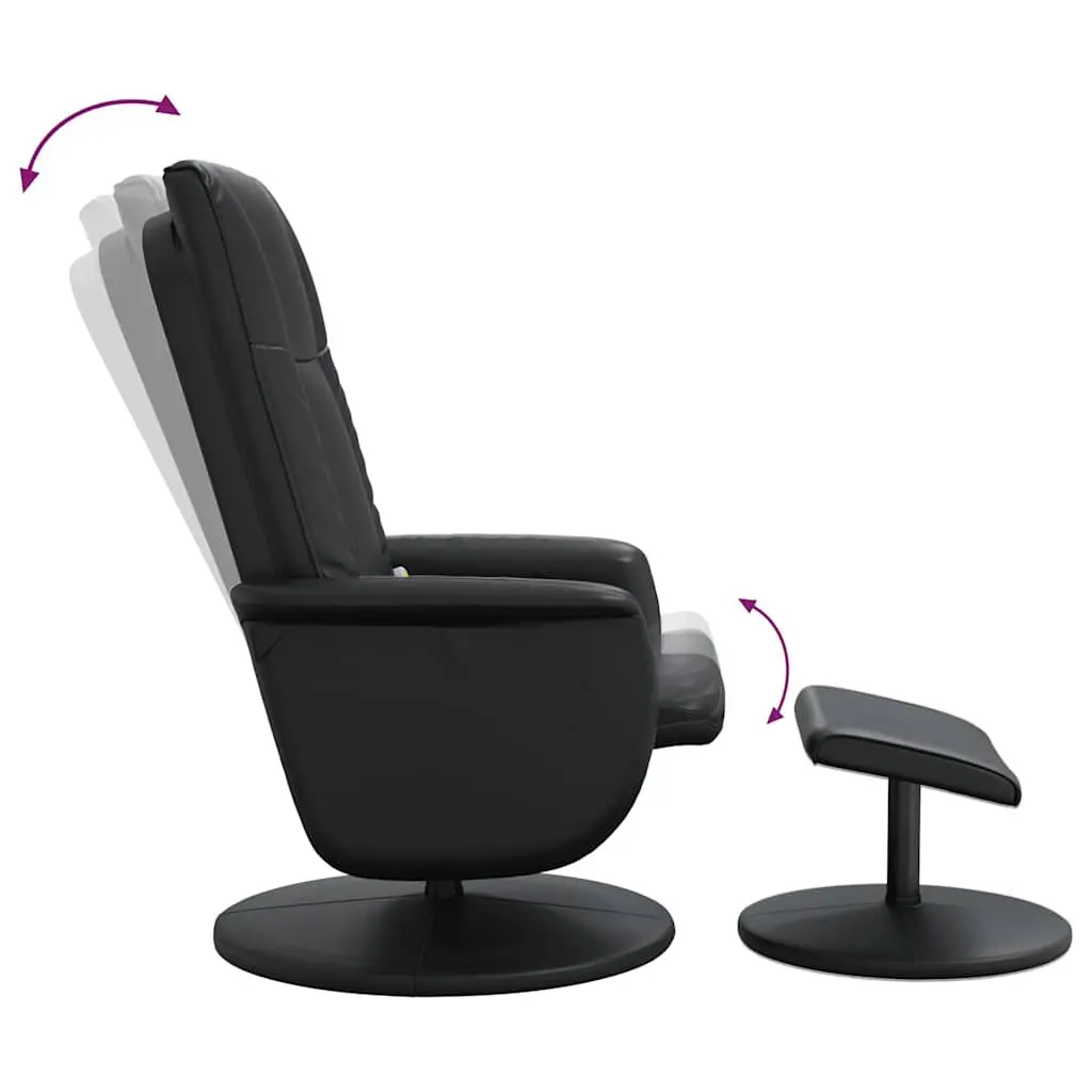 Black Massage Recliner Chair with Footstool and Swivel