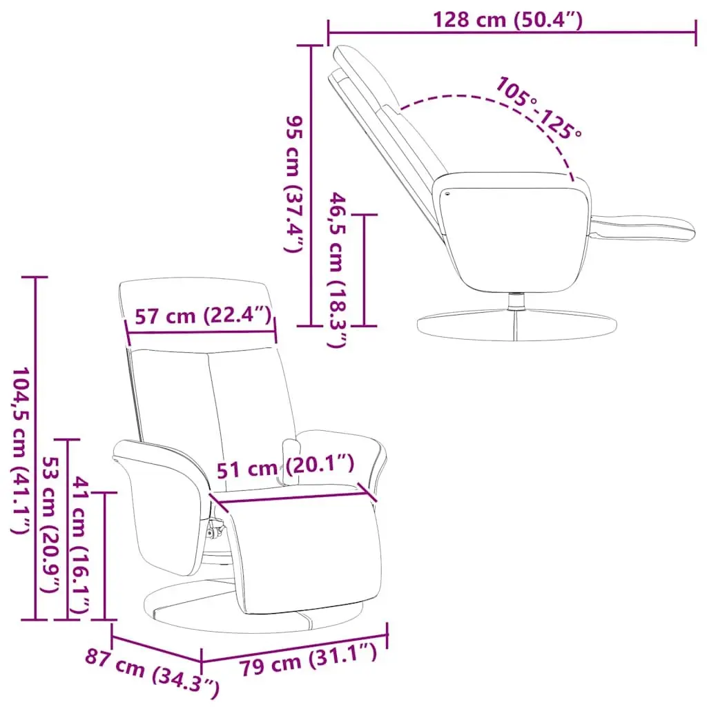 Massage Recliner Chair Adjustable Backrest Footrest Swivel Grey Fabric