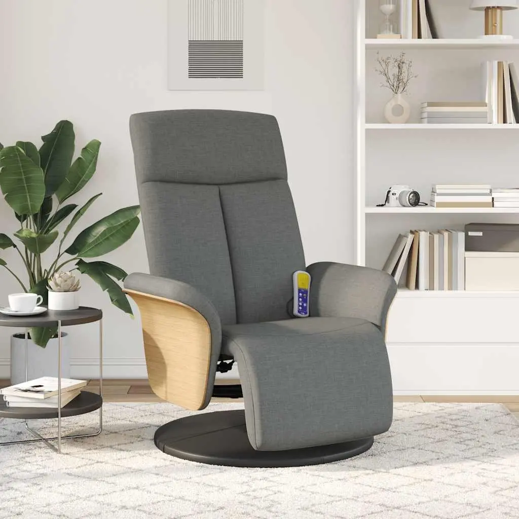 Massage Recliner Chair Adjustable Backrest Footrest Swivel Grey Fabric