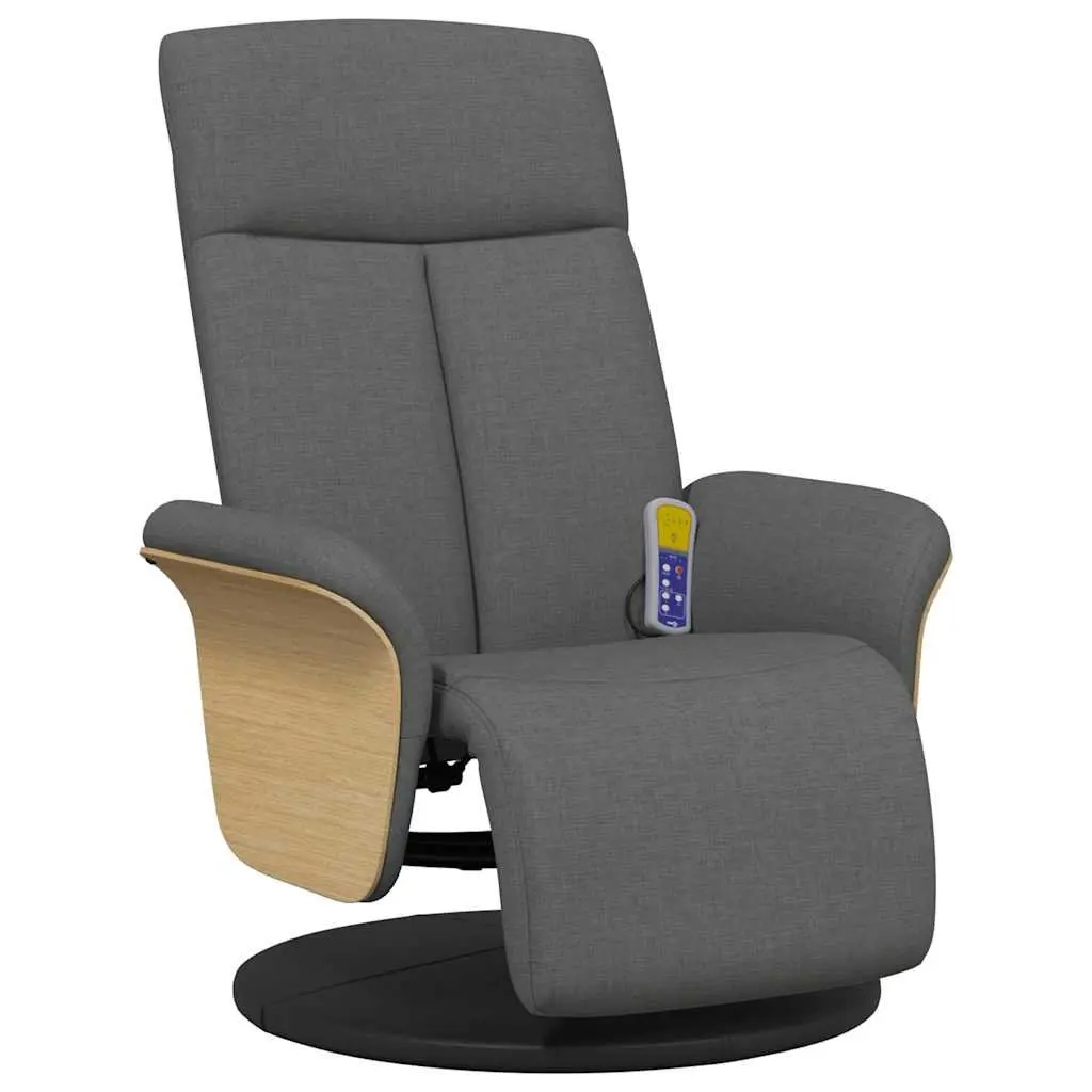 Massage Recliner Chair Adjustable Backrest Footrest Swivel Grey Fabric