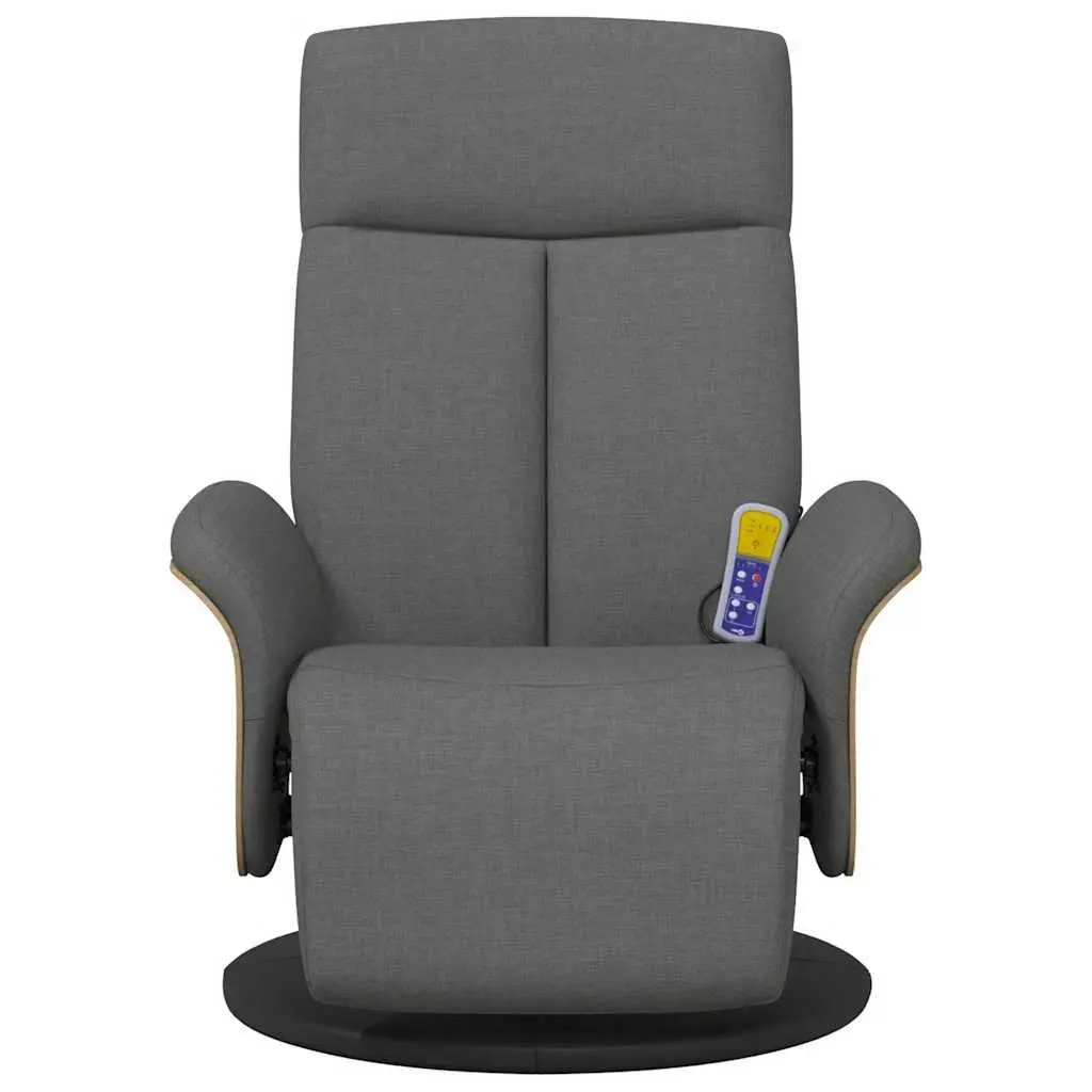 Massage Recliner Chair Adjustable Backrest Footrest Swivel Grey Fabric