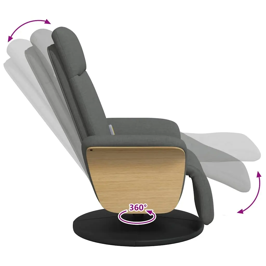 Massage Recliner Chair Adjustable Backrest Footrest Swivel Grey Fabric