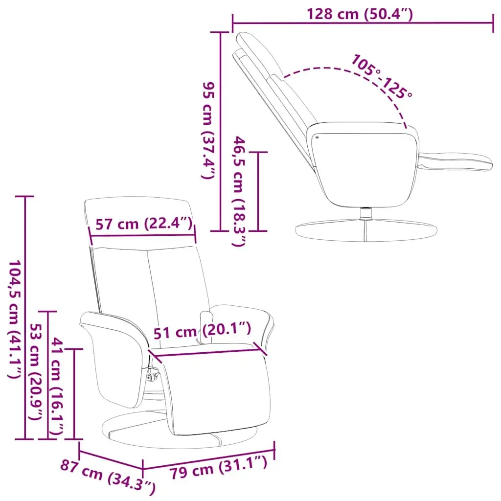 Massage Recliner Chair Adjustable 360 Degree Swivel Black Fabric