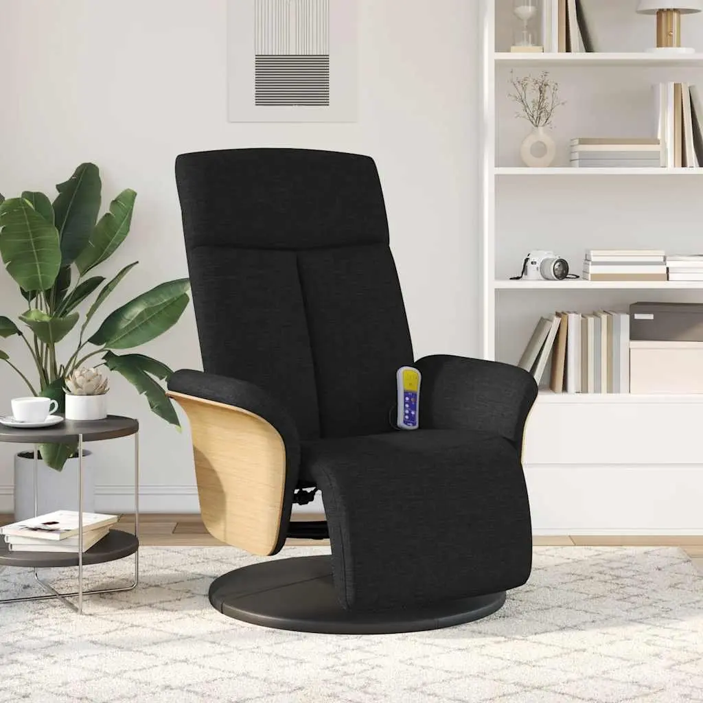 Massage Recliner Chair Adjustable 360 Degree Swivel Black Fabric
