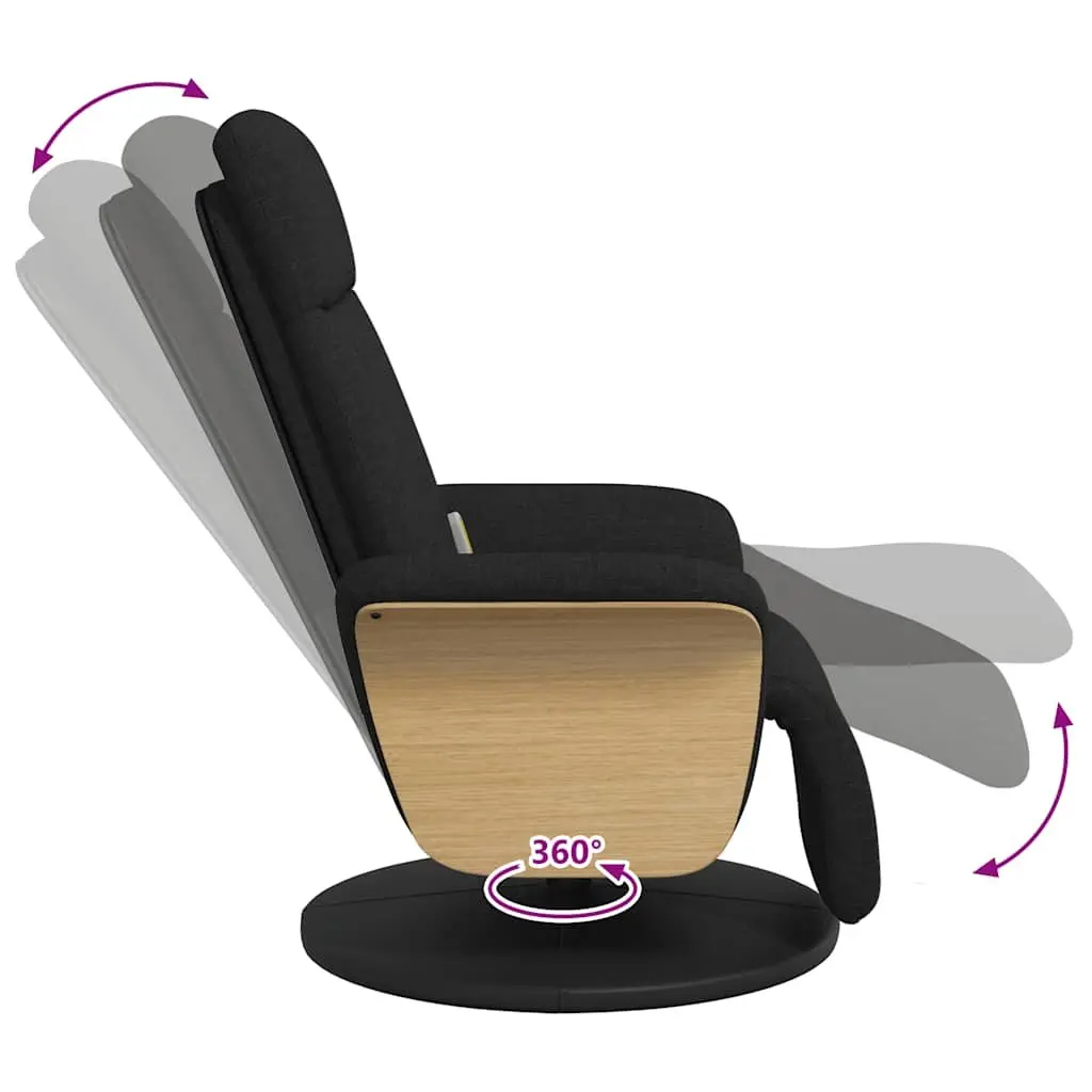 Massage Recliner Chair Adjustable 360 Degree Swivel Black Fabric