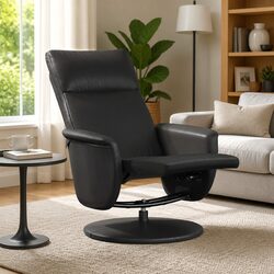 Comfortable Black Faux Leather Recliner Chair