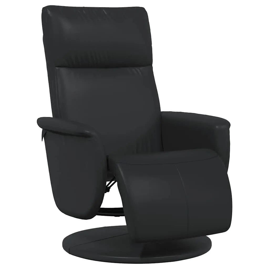 Recliner Chair Manual Recline Black Faux Leather 360 Degree Swivel