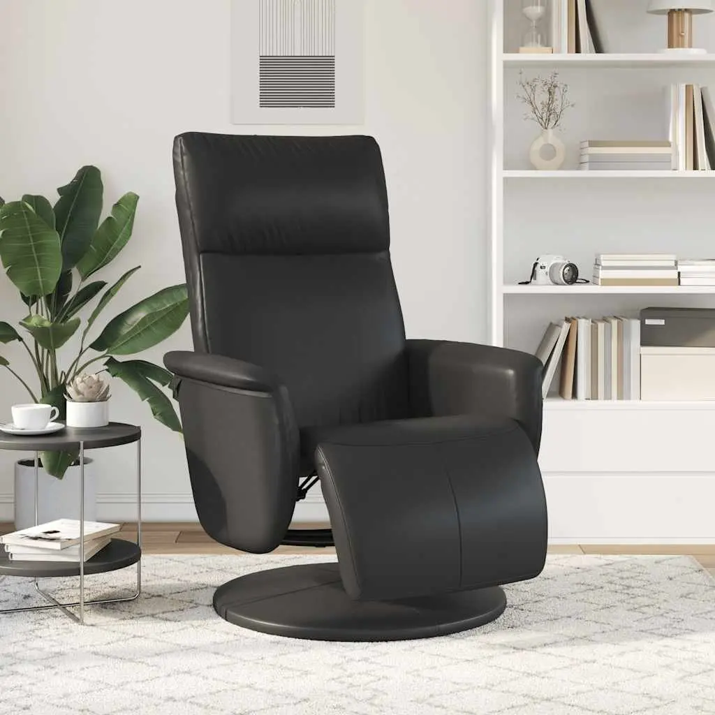 Recliner Chair Manual Recline Black Faux Leather 360 Degree Swivel