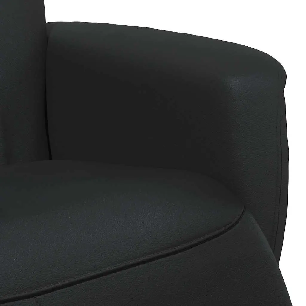 Recliner Chair Manual Recline Black Faux Leather 360 Degree Swivel