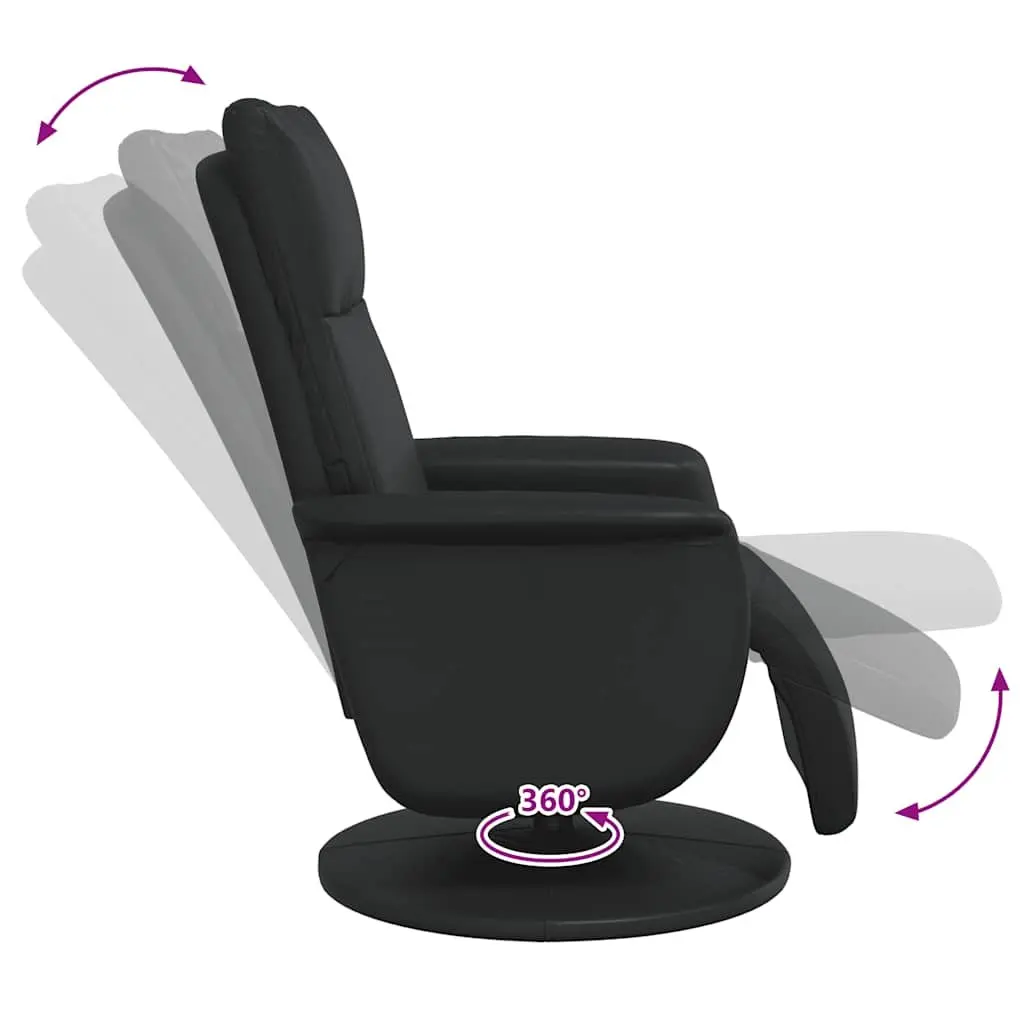 Recliner Chair Manual Recline Black Faux Leather 360 Degree Swivel