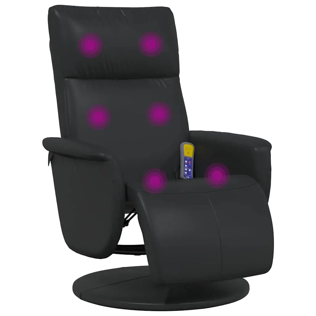 Massage Recliner Chair Swivel Black Faux Leather Vibration 360-Degree