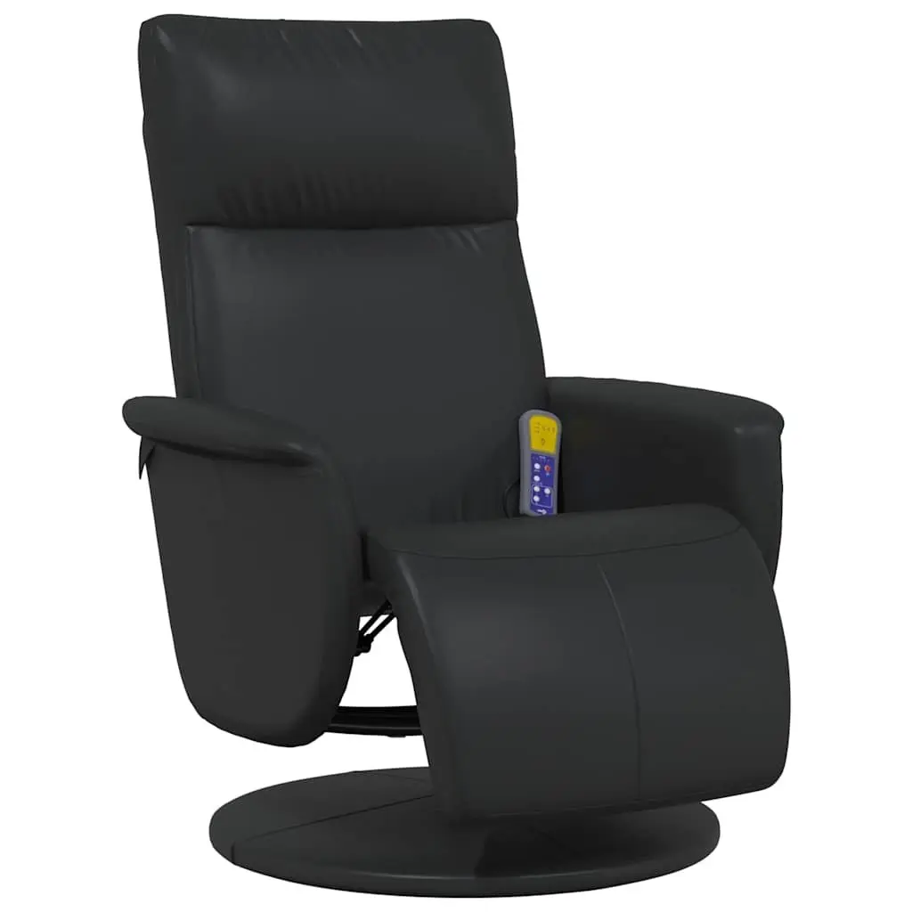 Massage Recliner Chair Swivel Black Faux Leather Vibration 360-Degree