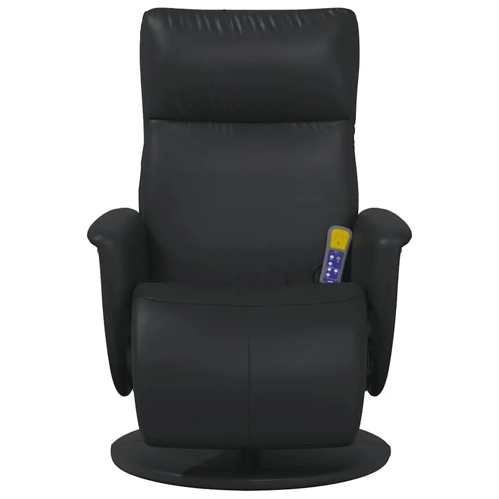 Massage Recliner Chair Swivel Black Faux Leather Vibration 360-Degree