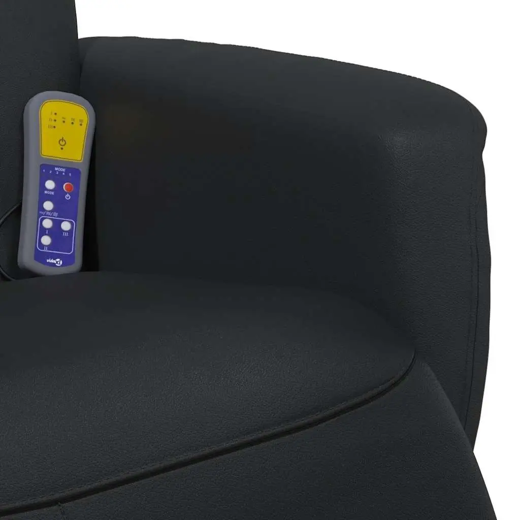 Massage Recliner Chair Swivel Black Faux Leather Vibration 360-Degree