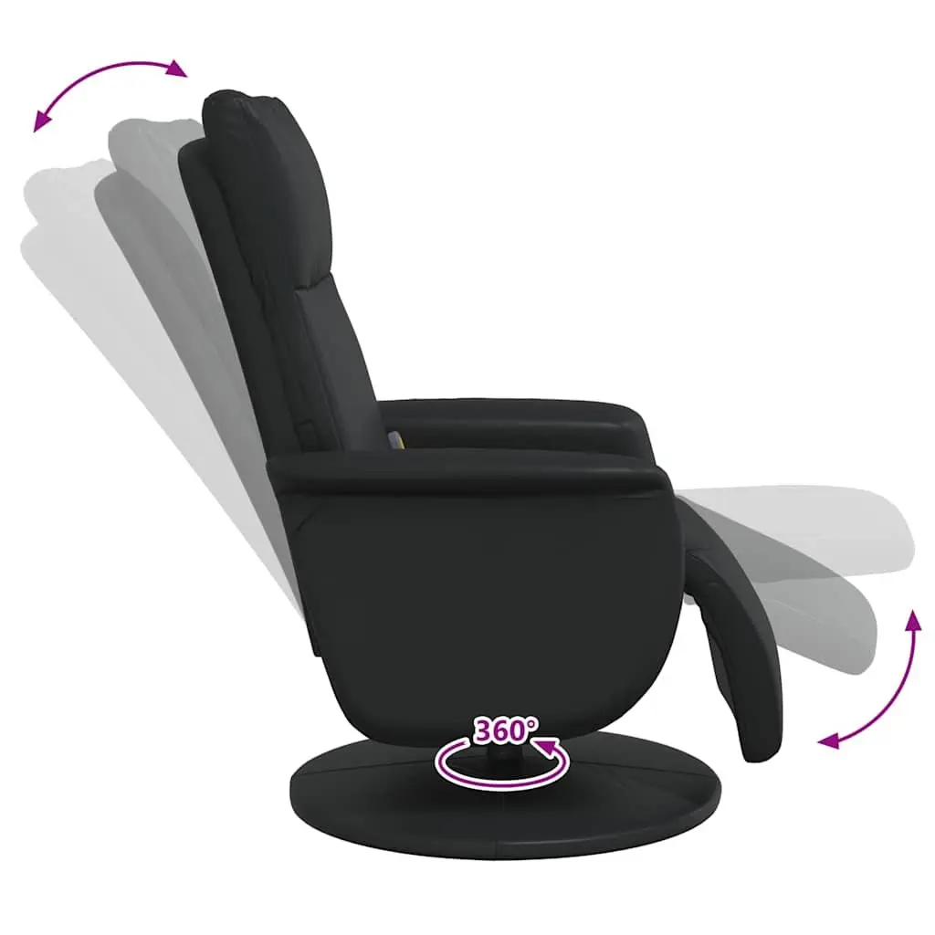 Massage Recliner Chair Swivel Black Faux Leather Vibration 360-Degree