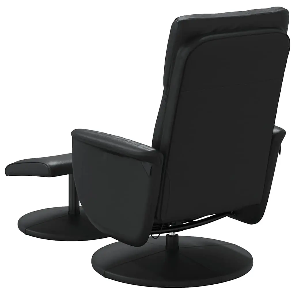 Massage Recliner Chair Black Faux Leather with Footstool 360 Degree Swivel Adjustable Backrest