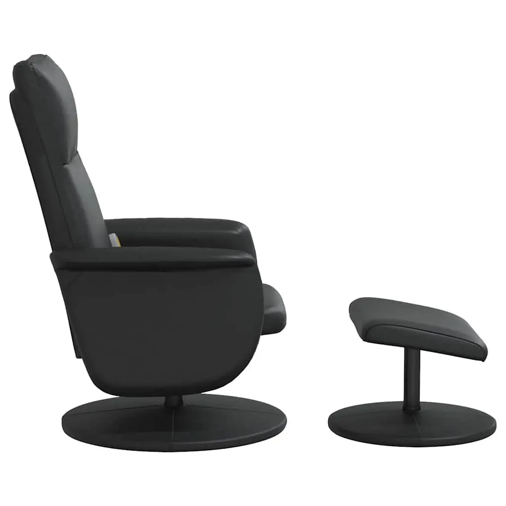 Massage Recliner Chair Black Faux Leather with Footstool 360 Degree Swivel Adjustable Backrest