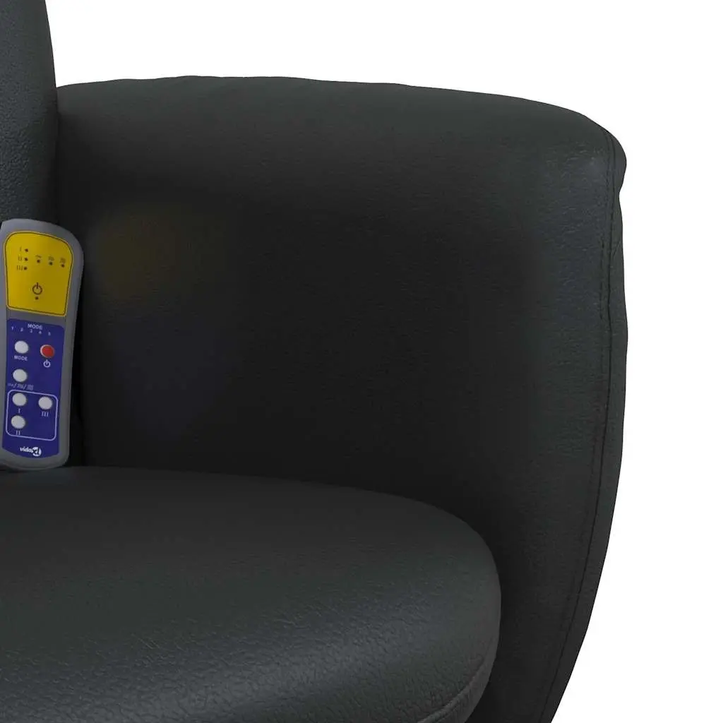 Massage Recliner Chair Black Faux Leather with Footstool 360 Degree Swivel Adjustable Backrest