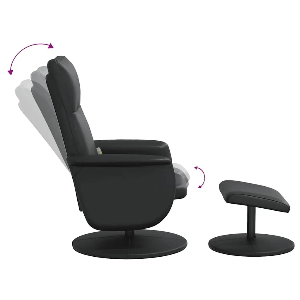 Massage Recliner Chair Black Faux Leather with Footstool 360 Degree Swivel Adjustable Backrest