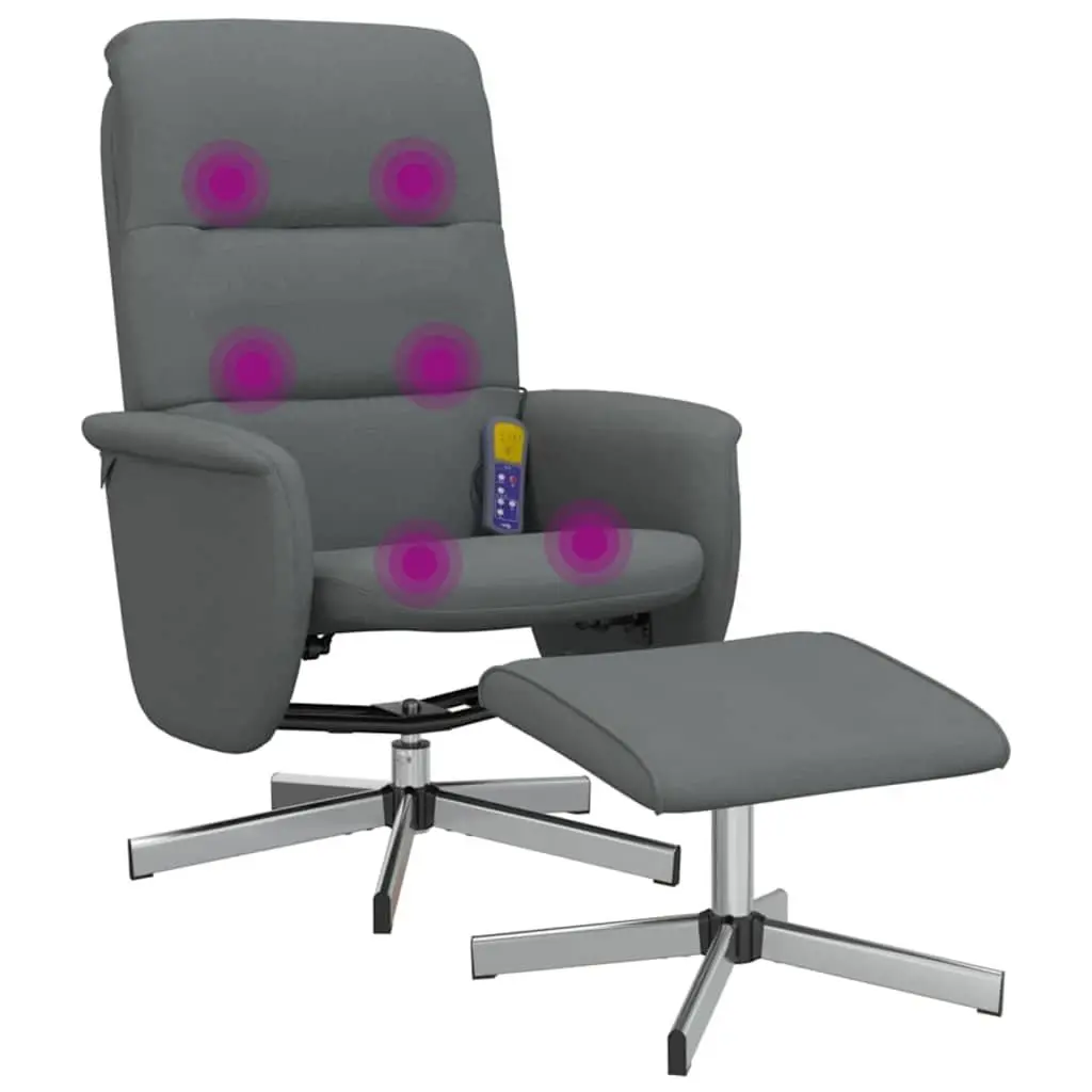Grey Fabric Massage Recliner Chair with Footstool