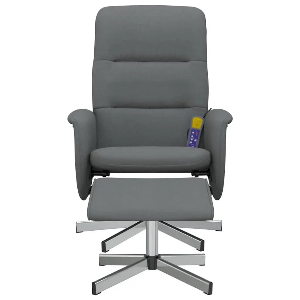 Grey Fabric Massage Recliner Chair with Footstool