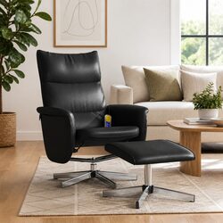 Faux Leather Massage Recliner Chair with Footstool
