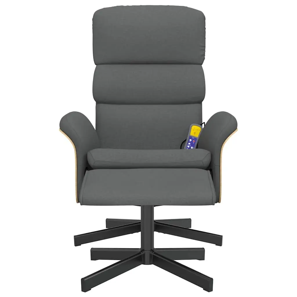 Massage Recliner Chair Dark Grey Fabric with Footstool Vibration Swivel Adjustable Seat