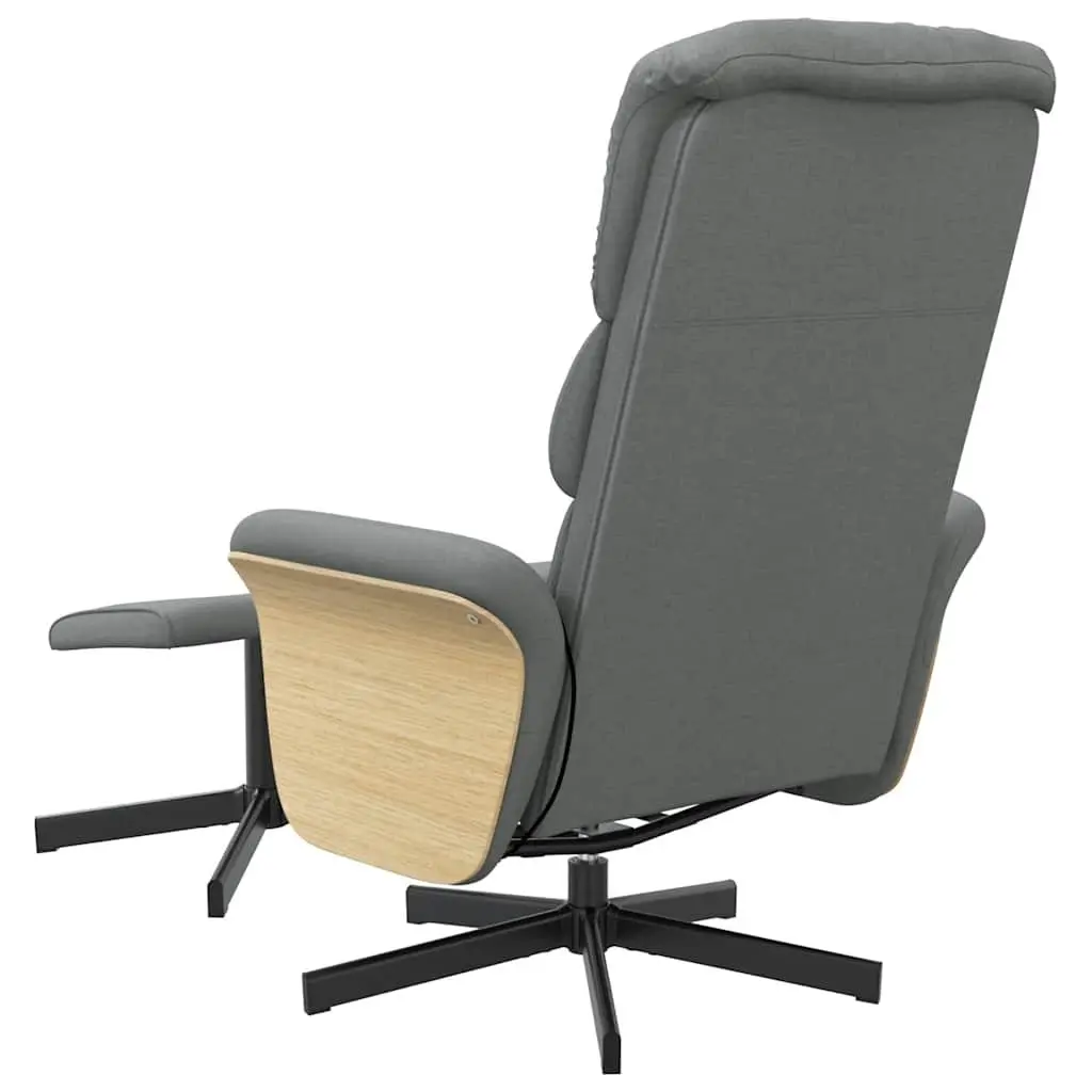 Massage Recliner Chair Dark Grey Fabric with Footstool Vibration Swivel Adjustable Seat