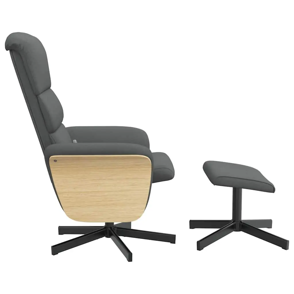 Massage Recliner Chair Dark Grey Fabric with Footstool Vibration Swivel Adjustable Seat