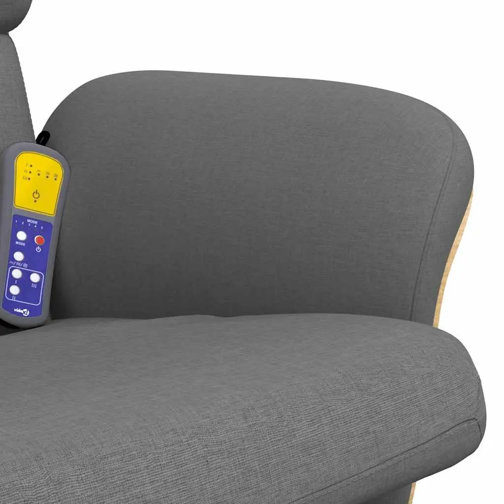 Massage Recliner Chair Dark Grey Fabric with Footstool Vibration Swivel Adjustable Seat