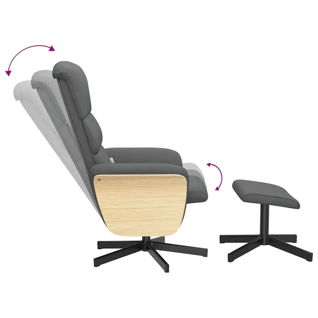 Massage Recliner Chair Dark Grey Fabric with Footstool Vibration Swivel Adjustable Seat