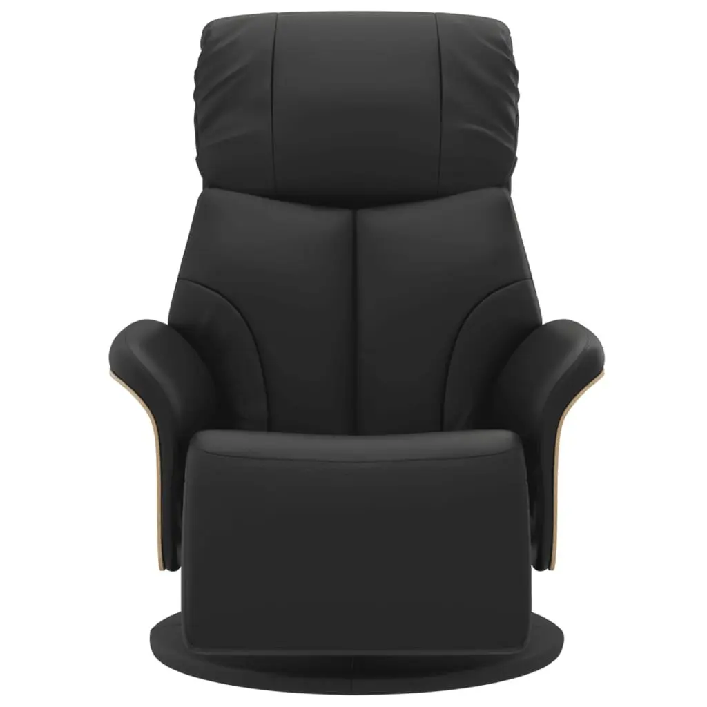Black Faux Leather Recliner Chair with Footrest