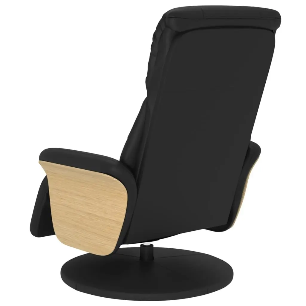 Black Faux Leather Recliner Chair with Footrest