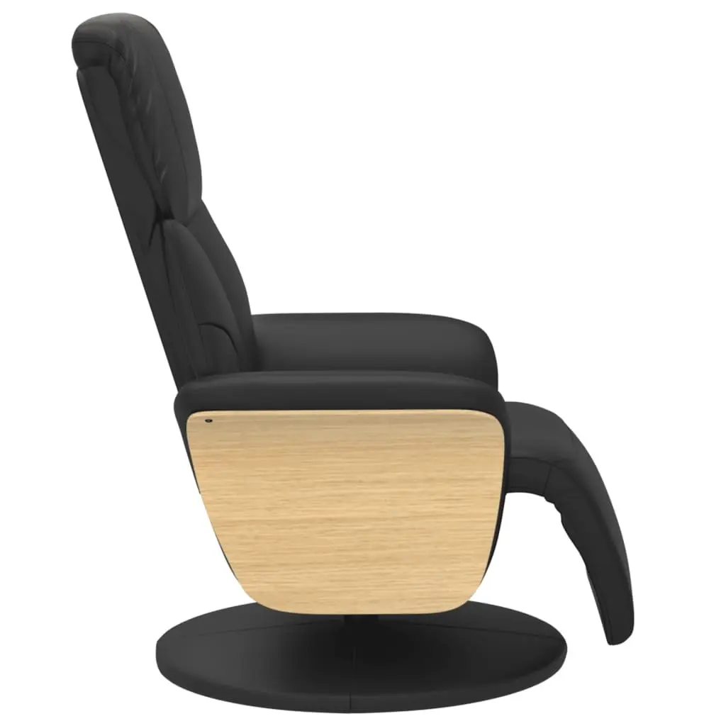 Black Faux Leather Recliner Chair with Footrest