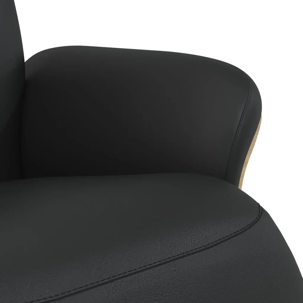 Black Faux Leather Recliner Chair with Footrest