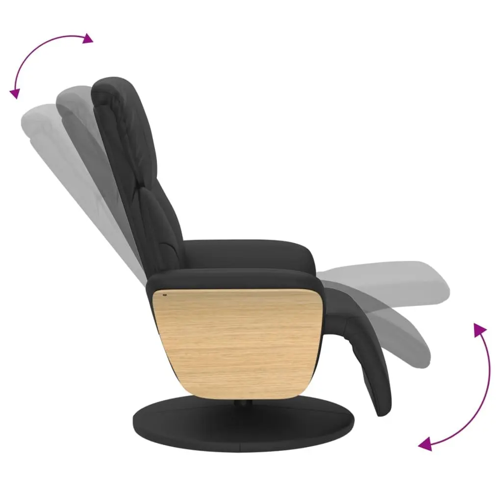 Black Faux Leather Recliner Chair with Footrest
