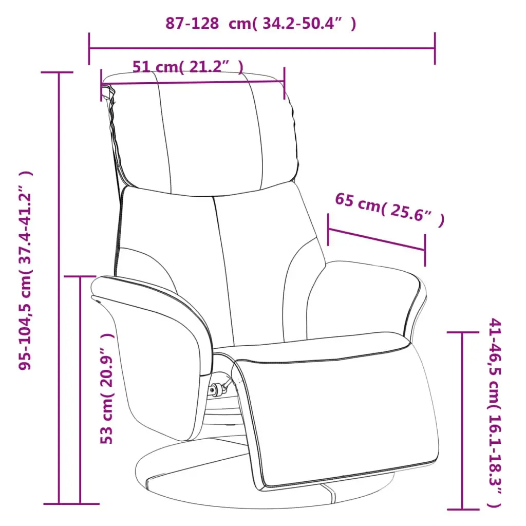 Black Faux Leather Recliner Chair with Footrest
