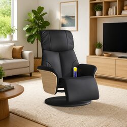 Black Faux Leather Massage Recliner Chair with Footrest