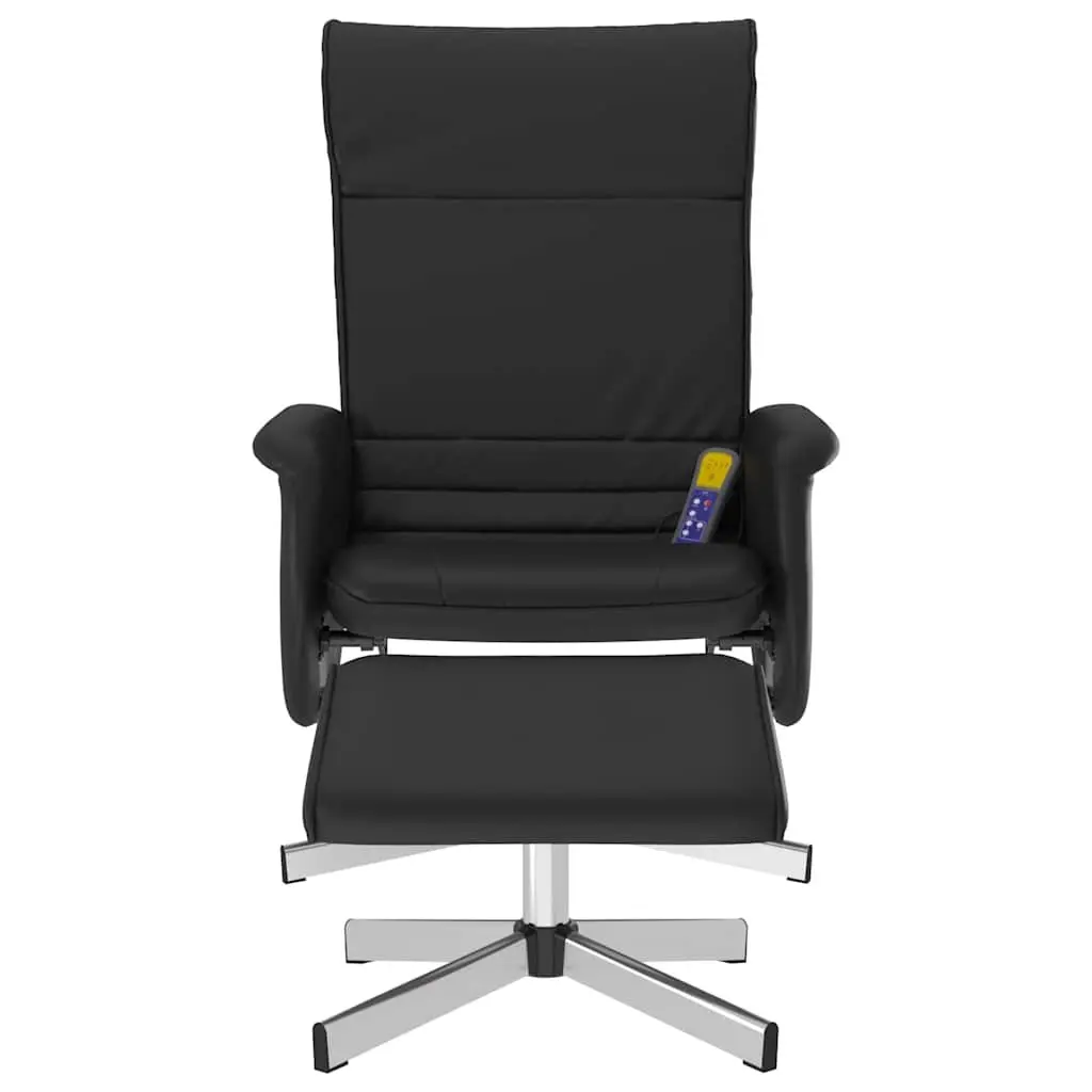 Massage Recliner Chair Faux Leather Black with Footstool 360 Degree Swivel Manual Reclining 105 to 125 Degrees