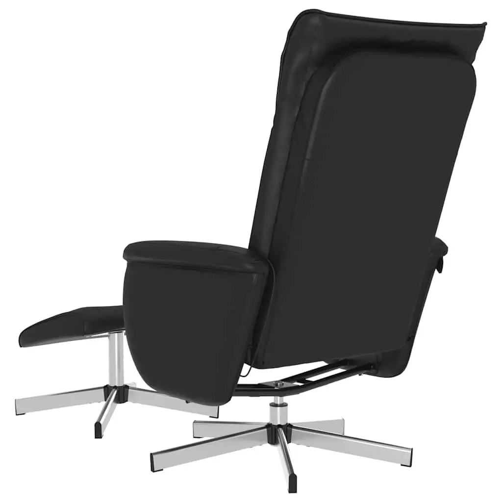 Massage Recliner Chair Faux Leather Black with Footstool 360 Degree Swivel Manual Reclining 105 to 125 Degrees