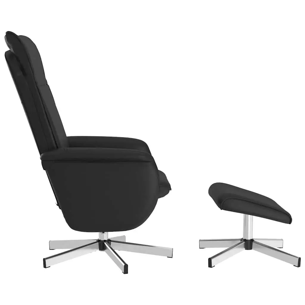 Massage Recliner Chair Faux Leather Black with Footstool 360 Degree Swivel Manual Reclining 105 to 125 Degrees