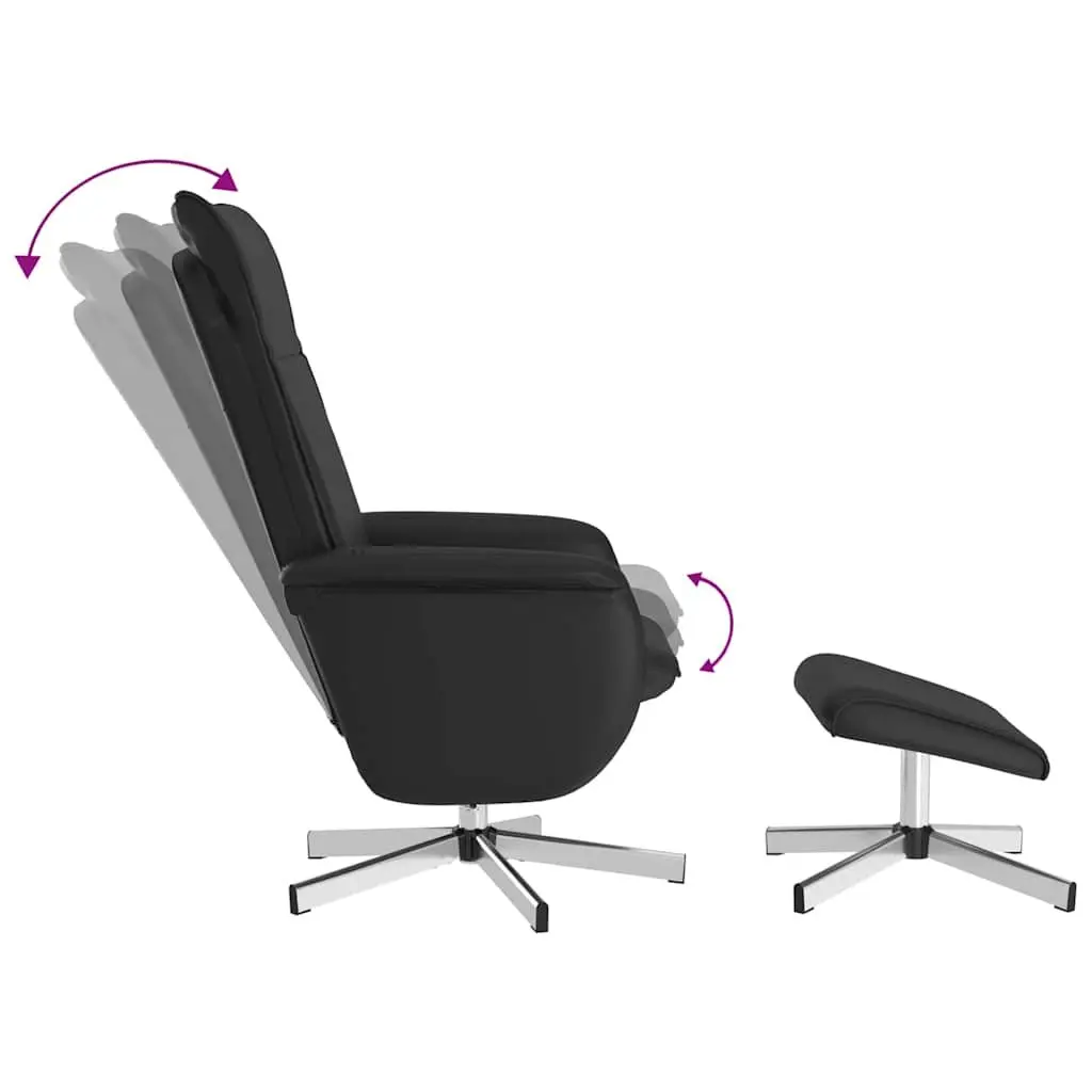 Massage Recliner Chair Faux Leather Black with Footstool 360 Degree Swivel Manual Reclining 105 to 125 Degrees