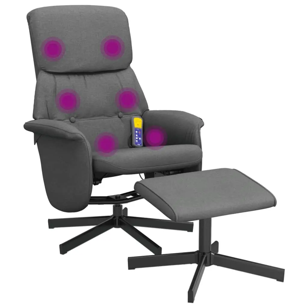 Dark Grey Fabric Massage Recliner Chair with Footstool