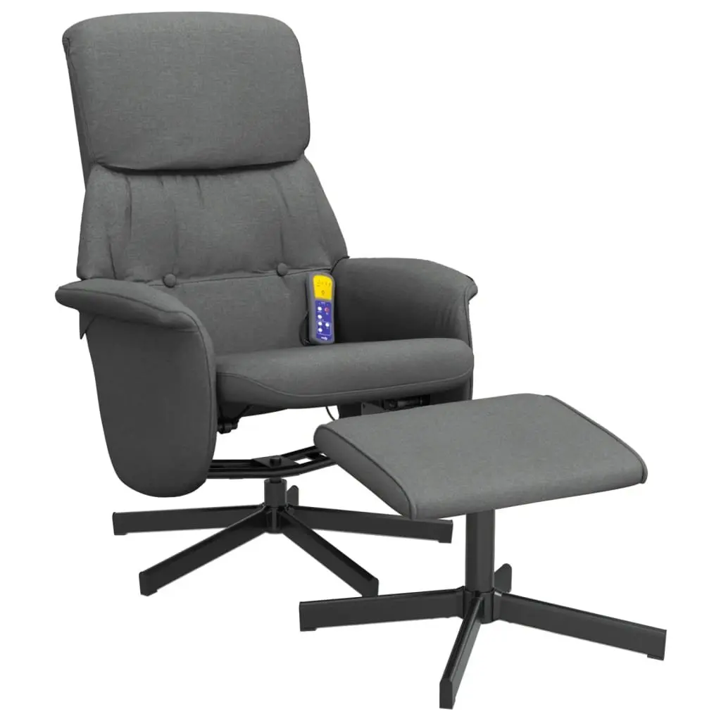 Dark Grey Fabric Massage Recliner Chair with Footstool
