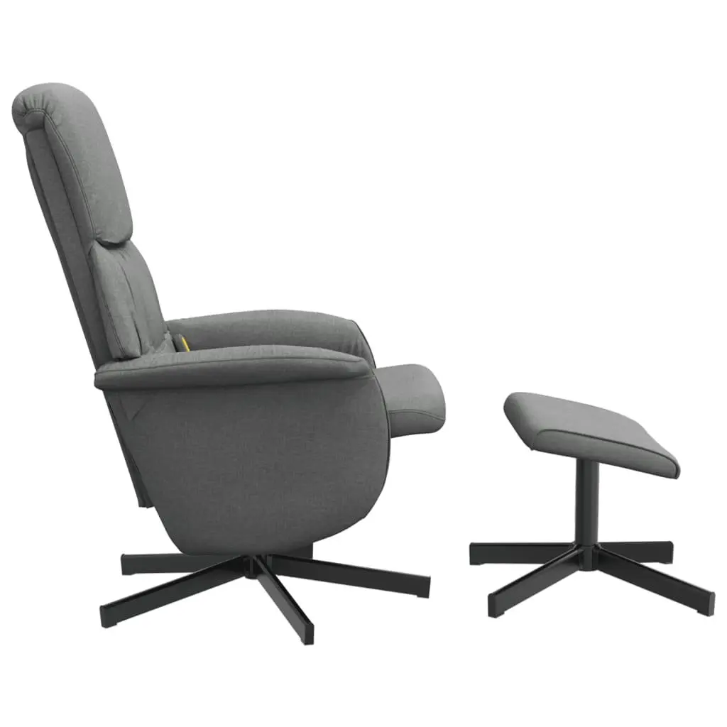 Dark Grey Fabric Massage Recliner Chair with Footstool