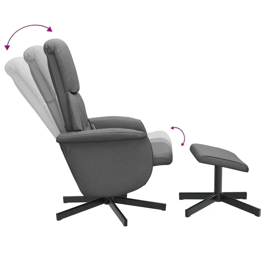 Dark Grey Fabric Massage Recliner Chair with Footstool