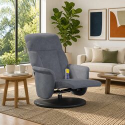 Stylish Grey Velvet Massage Recliner Chair with Footrest