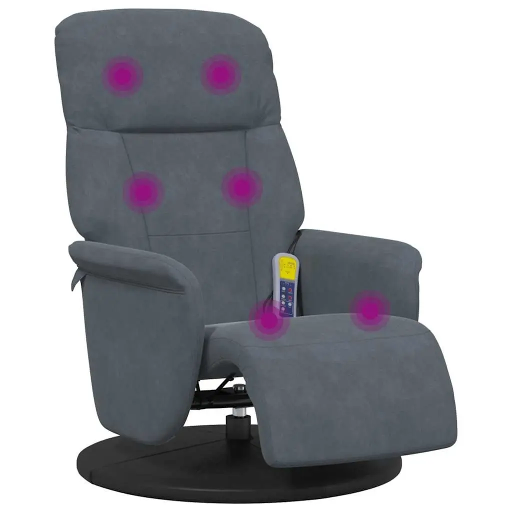 Grey Velvet Massage Recliner Chair with Footrest