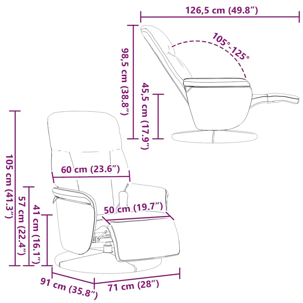 Grey Velvet Massage Recliner Chair with Footrest